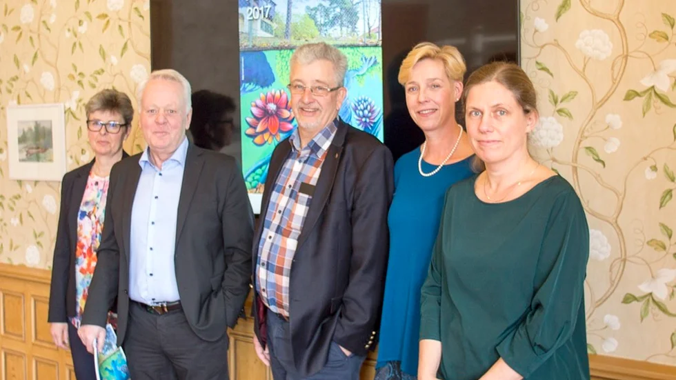 Under torsdagen presenterades Katrineholms kommuns bokslut för 2017. Från vänster: Ewa Flood, Göran Dahlström, Lars Härnström, Susanne Sandlund och Anna Marnell.