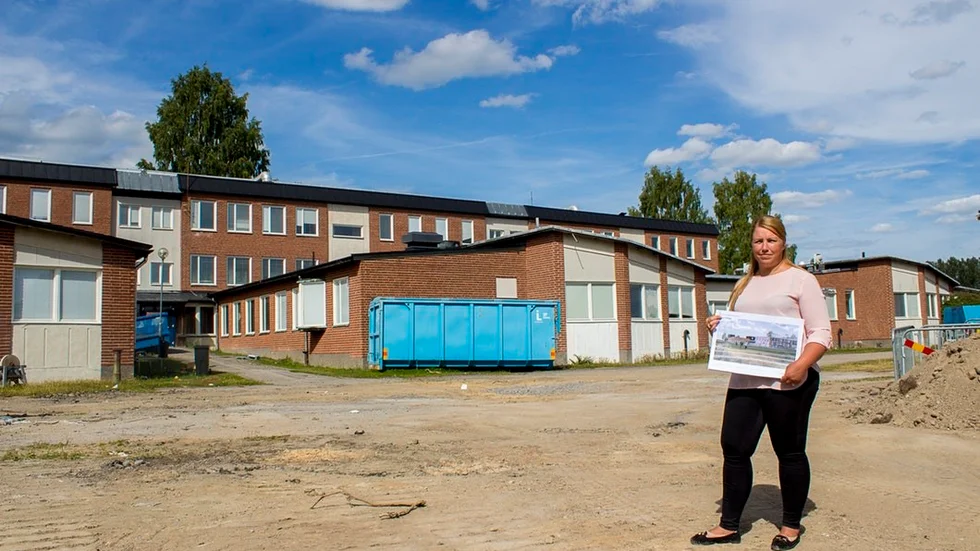 Sandra Mattson är projektledare för bygget av Slottsskolan. Den gamla skolan kommer att rivas och ersättas av en ny modern skola.