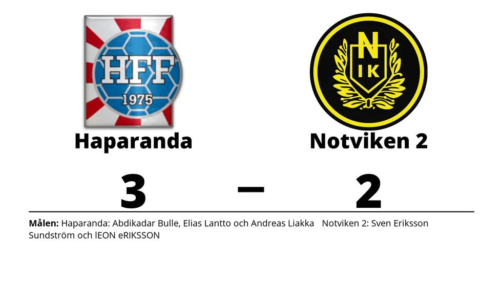 Haparanda FF vann mot Notvikens IK 2