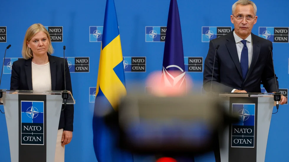 Efter ett möte i Natos högkvarter i Bryssel höll statsminister Magdalena Andersson (S) och Natos generalsekreterare Jens Stoltenberg en gemensam pressträff på måndagskvällen.