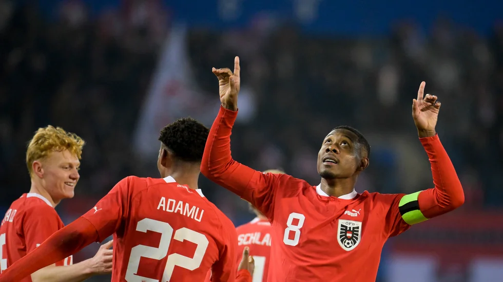 David Alaba och Österrike vände och vann mot Estland. Arkivbild.