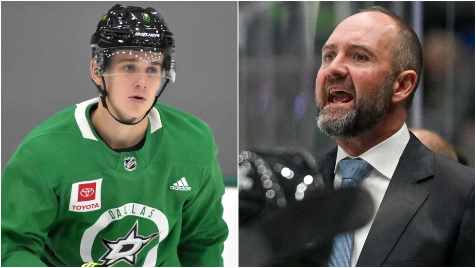 Nils Lundkvist var petad i Dallas Stars senaste match. "Han måste börja åka skridskor igen", säger tränaren Peter DeBoer. (Arkivbilder)