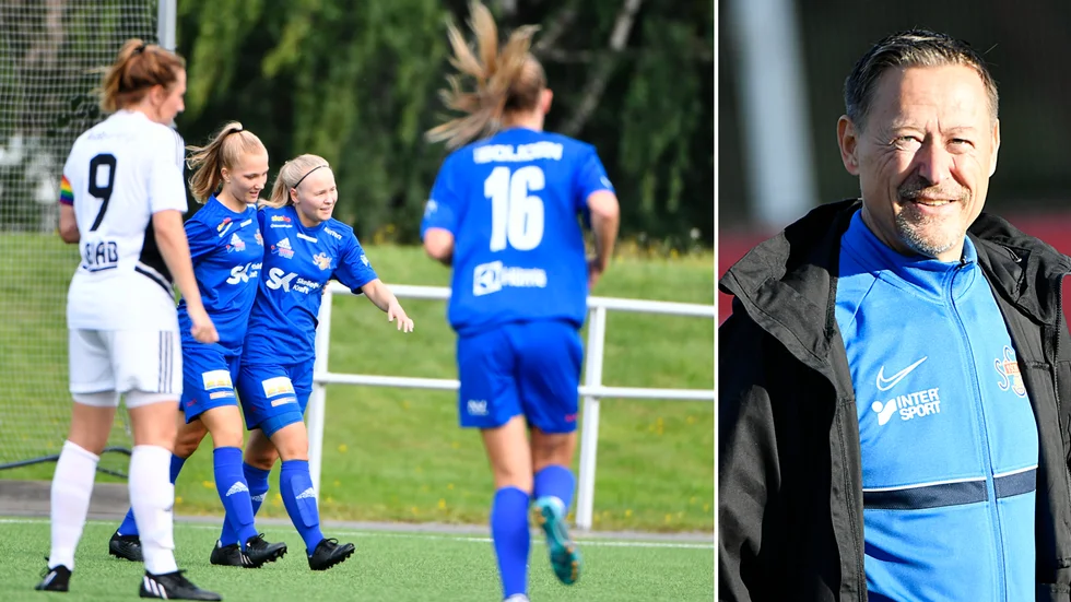 Hedvig Hedlund (tv) gjorde två av Sunnanås mål i 3–1-segern mot Notviken. En bra första träningsmatch enligt Krister Lundgren, som också är nöjd med truppbygget. 