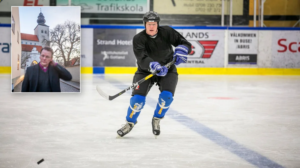 Erik Eckerdal är en kyrkans man och biskop i Visby stift. Men han har en bakgrund som ishockeyspelare - därför tog vi ut honom på isen, hans första minipass på skridskor på nära tio år.