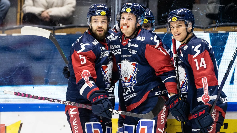 Linköpings Henrik Törnqvist jublar efter 1-0.