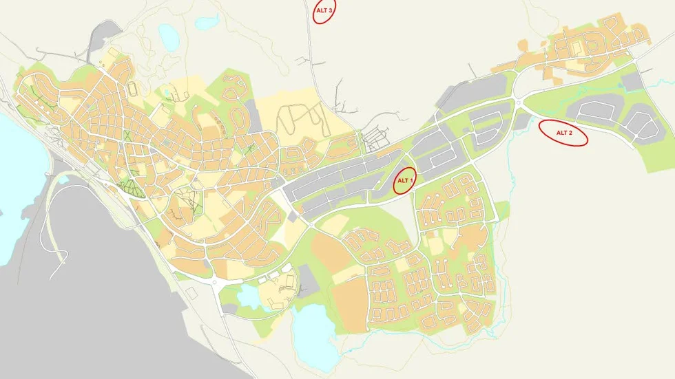 FÖRSLAG. Här är de tre förslagen till ny plats för räddningstjänsten i Kiruna. Det första visar kvarteret Cisternen, mitt emot Kasen, det andra Östra industriområdet och det tredje Kurravaaravägen, norr om nya dragningen av E 10.