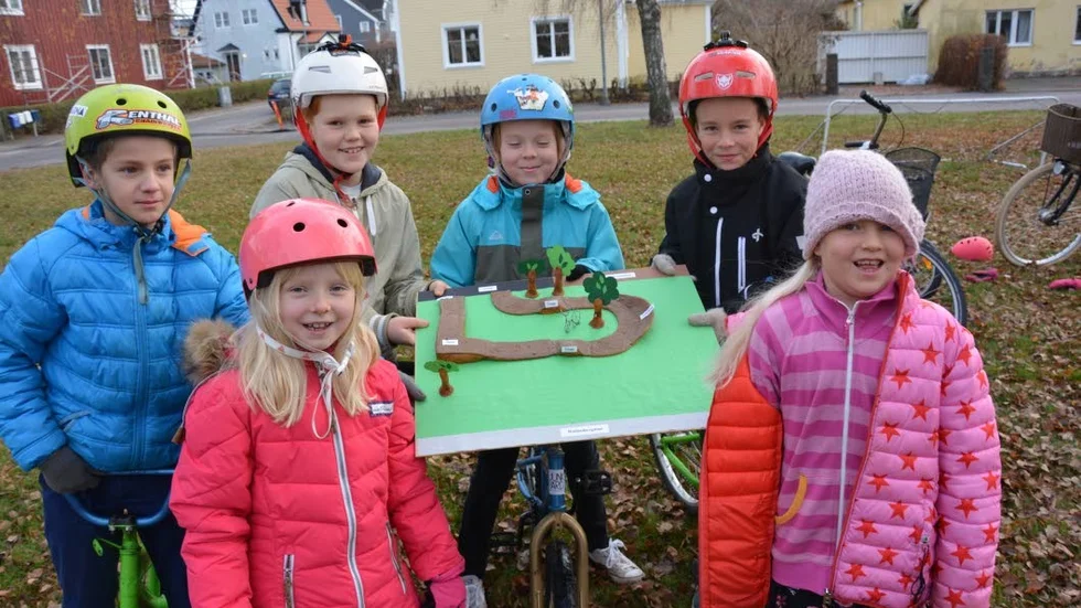 Cykelsugna. Molly Hallberg, Tea Nelsson, Melvin Hultgren, Hannes Bergström, Ludde Hallberg och Simon Nilsson hoppas att politikerna ska säga ja till deras terrängbana.