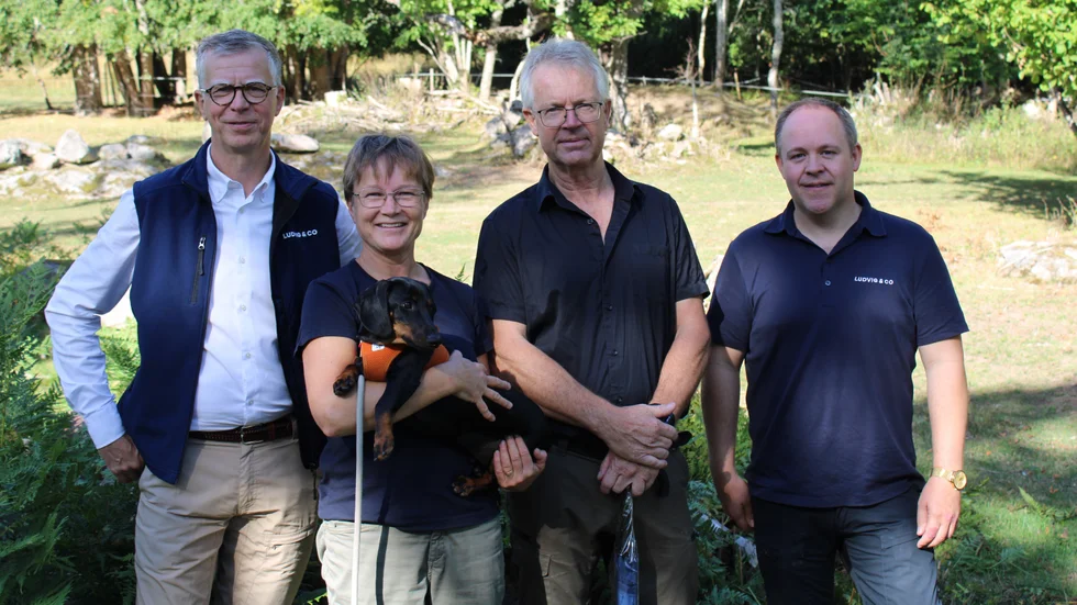 Johan Svensson, kontorsenhetschef på Ludvig och Co, Inger Fröberg Helgee, Anders Helgee, Magnus Christiansson, fastighetsmäklare på Ludvig och Co.