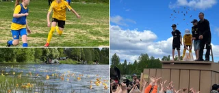 Fotbollens helg i Kåge bjöd på sol, ankrace och godisregn – och massor av fotboll