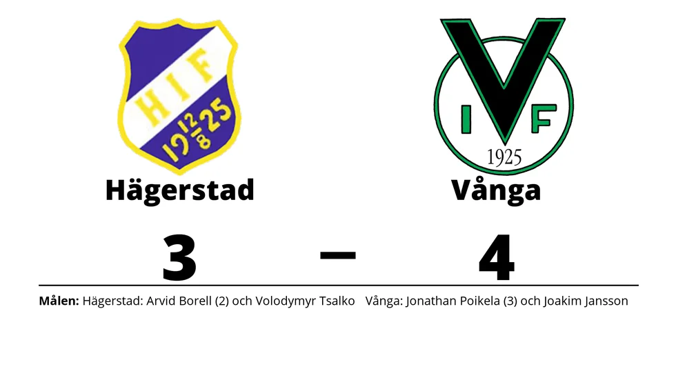 Hägerstads IF förlorade mot Vånga IF