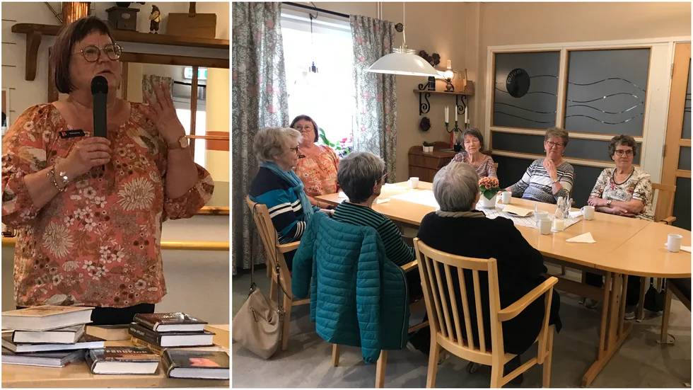 Bibliotekarien Marianne Bergkvist gav deltagarna tips om vad man kan ta del av på Piteås bibliotek.