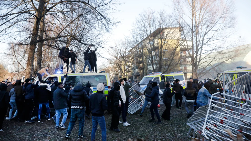 En ögonblicksbild från upploppet i Sveaparken i Örebro. Arkivbild.