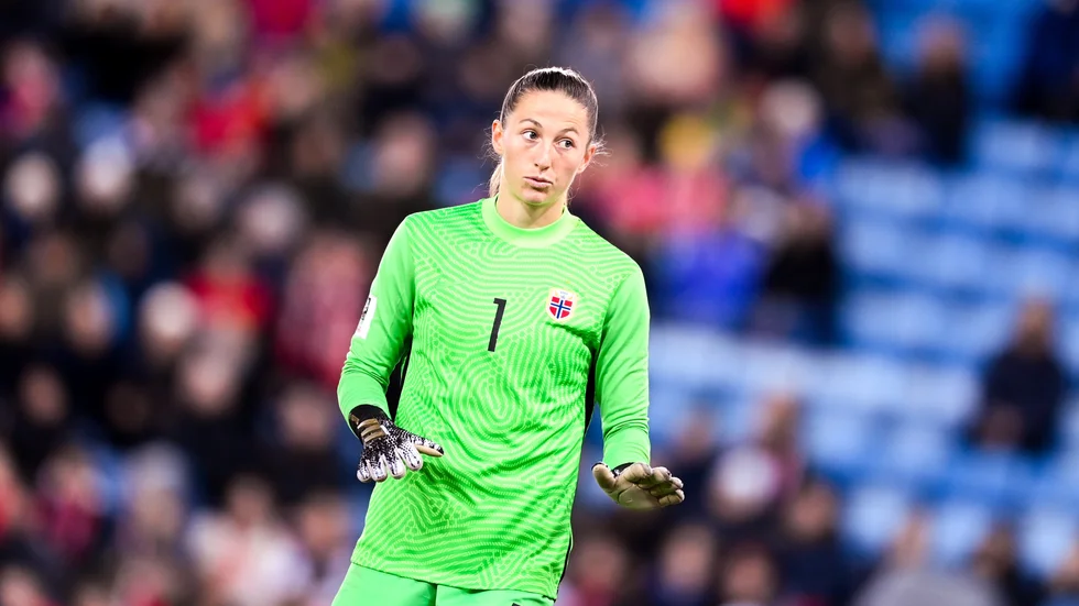 Cecilie Fiskerstrand under Norges VM-kvalmatch mot Polen tidigare i år. Arkivbild.