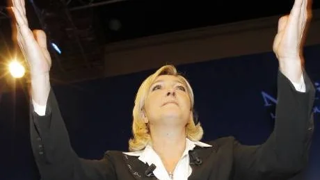 Marine Le Pen. Brunröda Nationella Frontens kandidat tog nästan 18 procent av rösterna i det franska presidentvalets första omgång.Foto: Jacques Brinon/scanpix