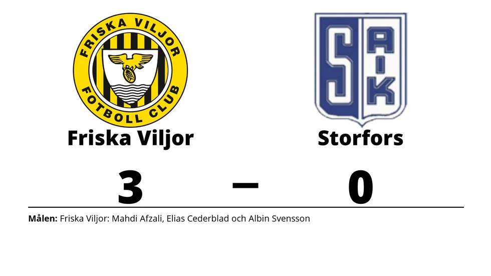 Friska Viljor FC vann mot Storfors AIK