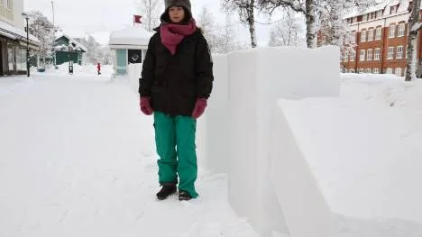 Elin Adermalm, Sole event, vädjar till kommunmedborgarna att värna om vinterparken som är under uppbyggnad i på torget i Gällivare centrum.FOTO: Maria Ödalen