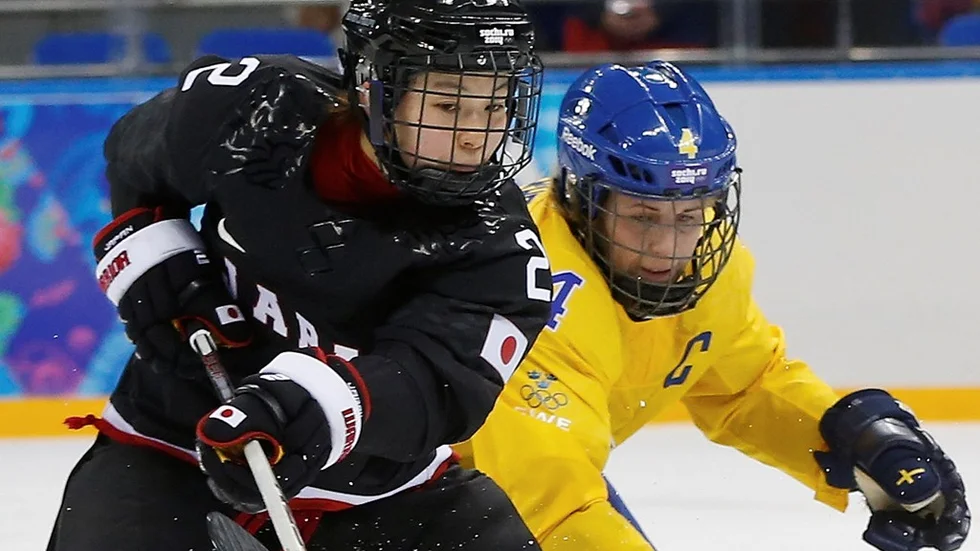 Jenni Asserholt i söndagens möte mot Japan i OS i Sotchi.