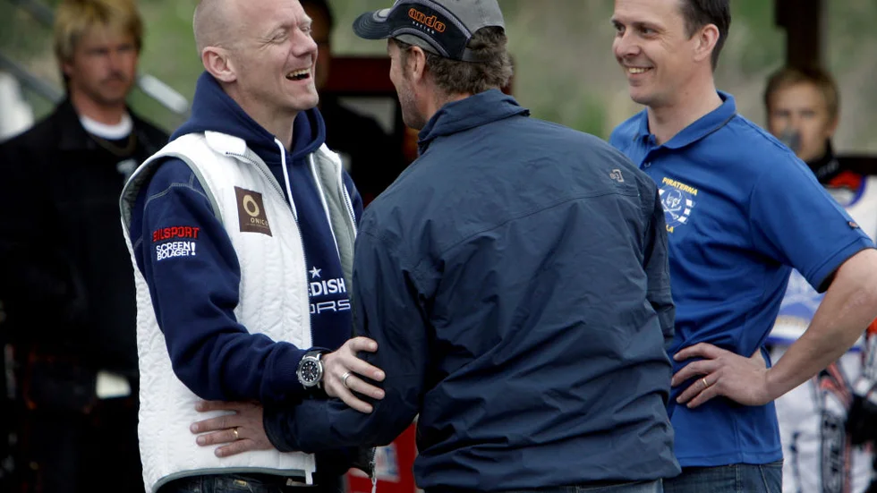 Stefan Ekberg till höger hade ett nära samarbete med den sexfaldige världsmästaren Tony Rickardsson och Piraternas lagledare Stefan Andersson under 2009.