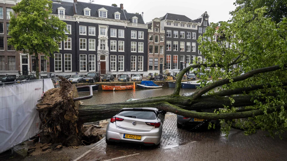 En kraftig sommarstorm har orsakat stor förödelse i Amsterdam.