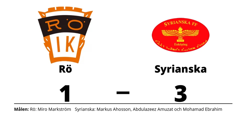 Rö IK förlorade mot Syrianska FF