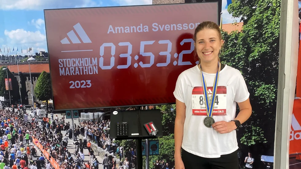 Amanda Svensson var glad efter löpningen.
