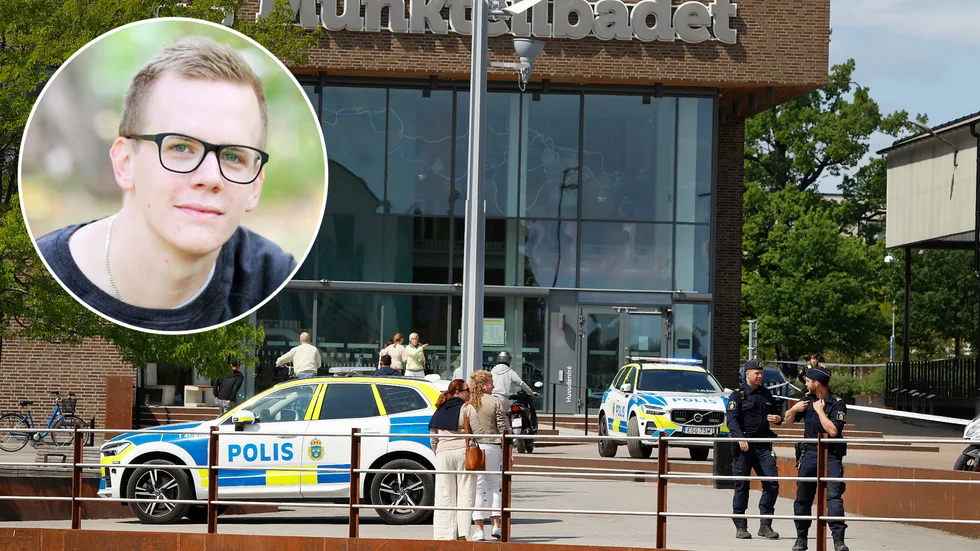 Fritidsledaren Filip Lundh, som arbetar på Ung Fritid i Munktellarenan hjälpte till att stoppa blödningen på en av de knivskadade ungdomarna i torsdags.