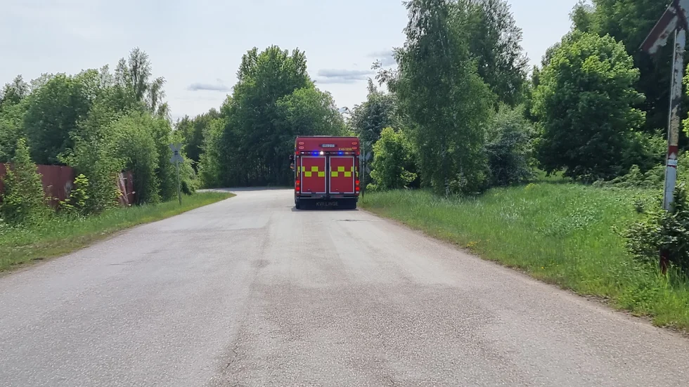 Räddningstjänsten på plats efter larmet.