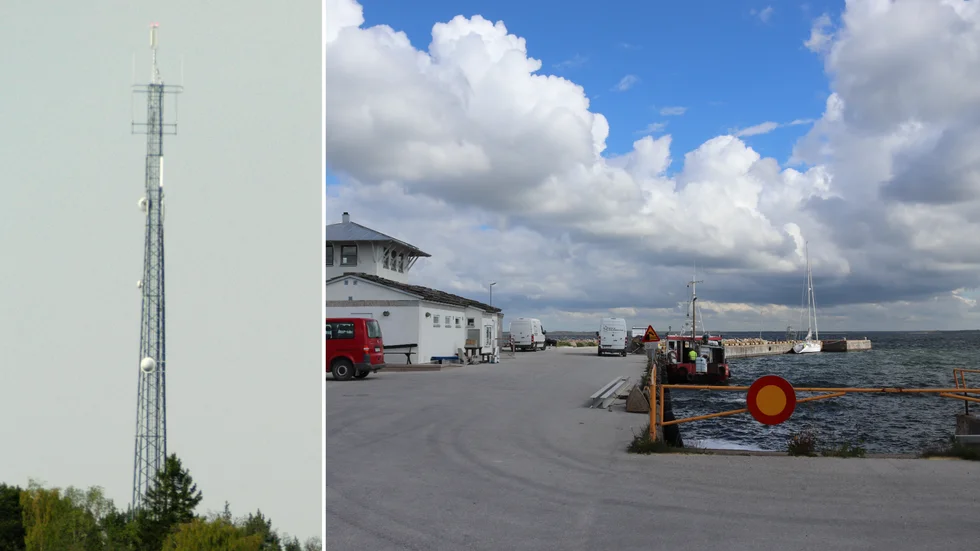 Ett bolag vill bygga en hög telemast i eller utanför Burgsvik. Masten till vänster finns dock på en helt annan plats och har ingen koppling till den aktuella planen.
