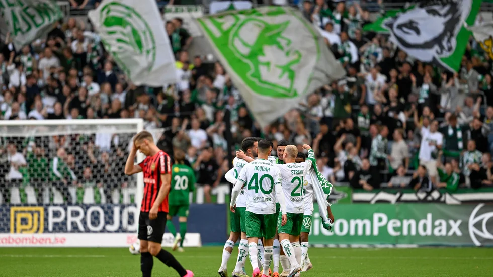 Hammarbyjubel efter Jusef Erabis sena segermål i derbyt mot Brommapojkarna.
