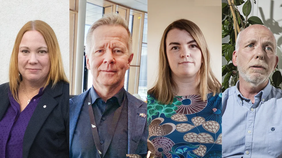 Regionråden Camilla Friberg och Anders Öberg flankerar Kirunas kommunalråd Mats Taaveniku och Emilia Töyrä, vice ordförande i kommunstyrelsen i Kiruna.