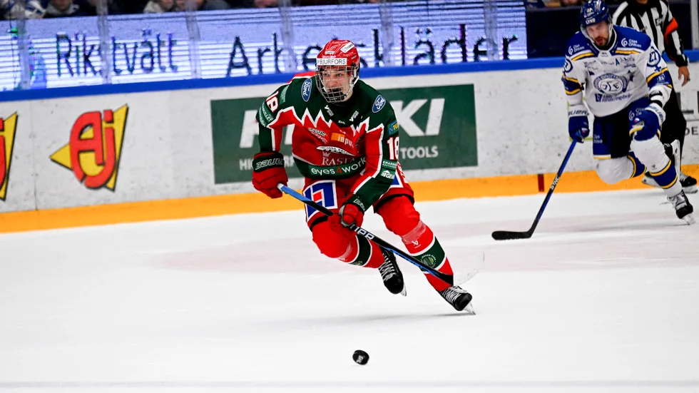 Frölundas, och Småkronornas, David Edström noterades för två poäng i segermatchen mot Tyskland. Arkivbild.