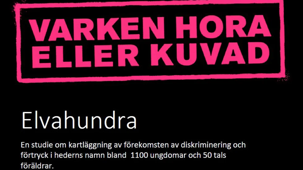 Montage av studiens framsida. Varken hora eller kuvad (VHEK) bildades som ideell förening år 2005.