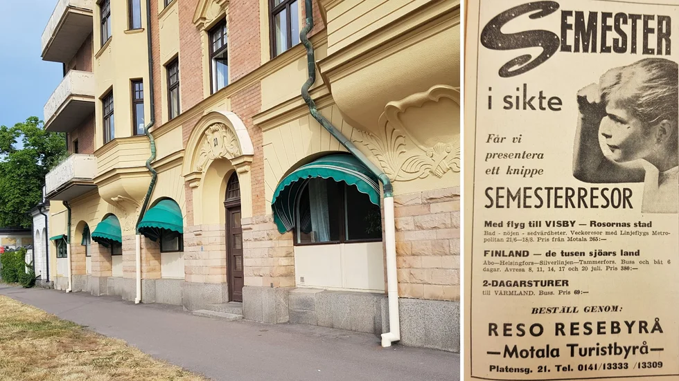 Den falske greven spenderade några dagar i Motala och lurade många på sin väg. Men på Reso Resebyrå på Platensgatan tog det stopp. Annons från 1963.
