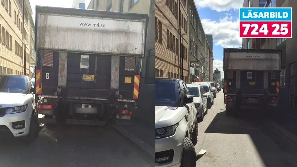 Här kör lastbilen.