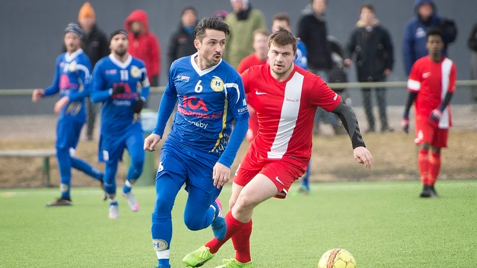 Alban Berisha gjorde ett av målen när Hargs BK vann över Barva med 4–1.