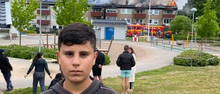 Gabriel, 13, vaknade av branden: "Jag fick springa till balkongen för att hämta luft"