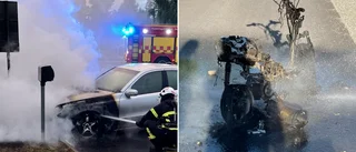 Nattens bränder på Morö Backe misstänks vara anlagda – personbil vid flerfamiljshus och moped vid skola totalförstördes