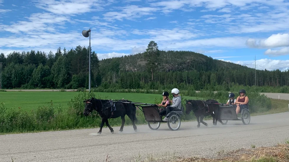 I varje vagn sitter en lärare och en deltagare. 