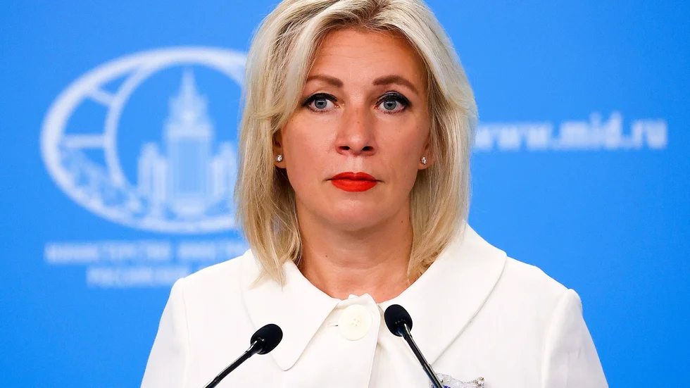 Maria Zacharova, talesperson för Rysslands utrikesdepartement, kallar Macrons uttalande om stridsflygplan till Ukraina för "absurt". Arkivbild.