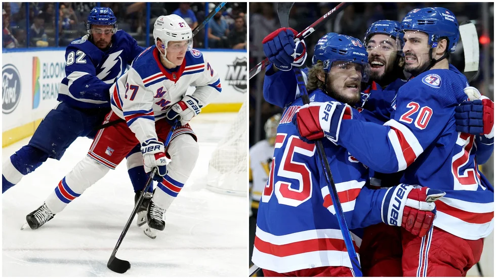 Nils Lundkvist har fortfarande chansen att få göra Stanley Cup-debut i vår. Natten mot måndag gick New York Rangers vidare i slutspelet. (Arkivbild)