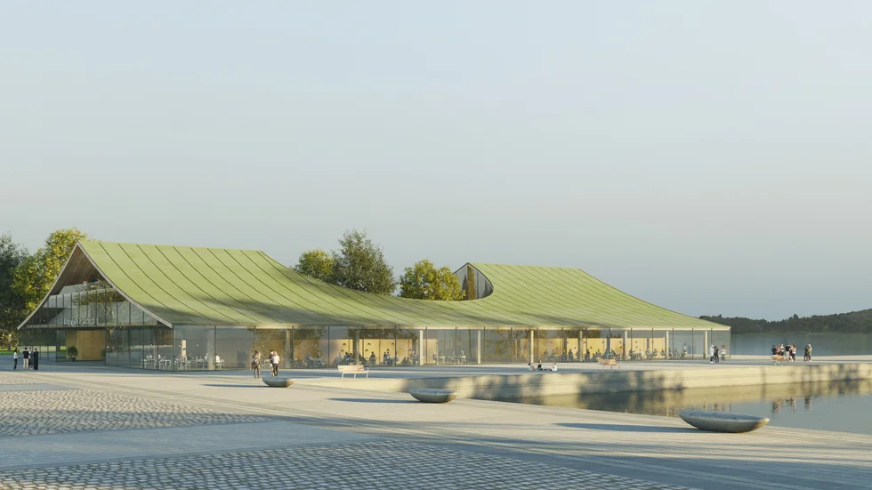 Här är arkitekten Thomas Sandells förslag till nya lokaler för arkitektstudenter vid Luleå tekniska universitet. I förslaget inför en skyddad innergård med exotiska träd.