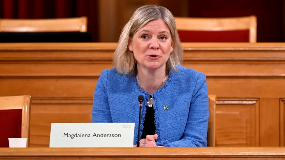 Statsminister Magdalena Andersson (S) frågas ut av konstitutionsutskottet.