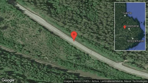 Stopp på väg 72 på grund av en singelolycka
