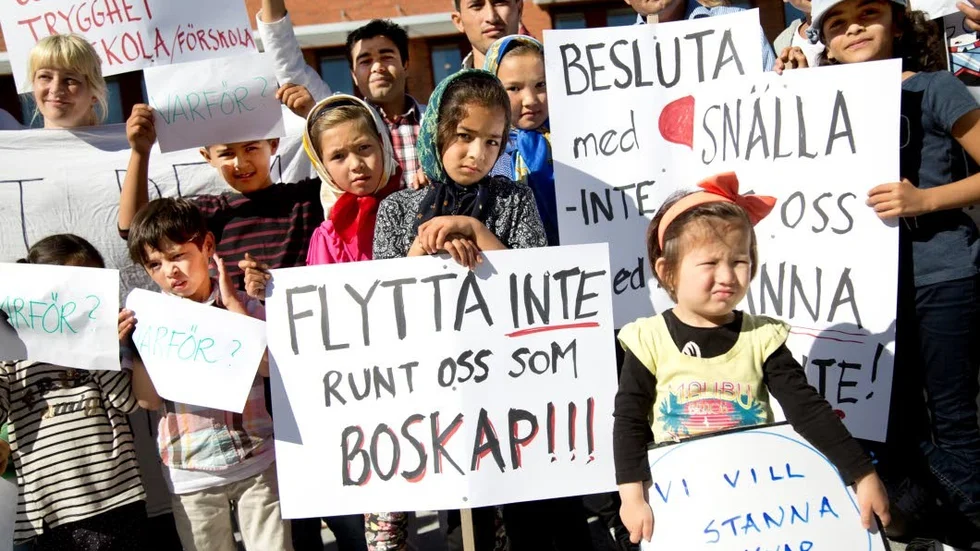 Protesterna utanför länsstyrelsen.
