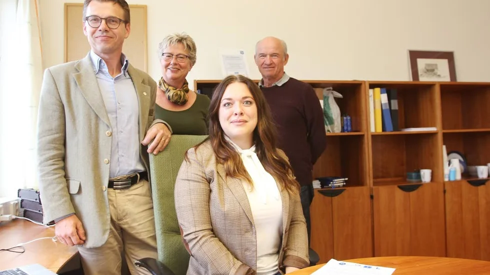 Alliansen i Flens kommun från vänster representerat av Roger Tiefensee (C), Berit Hyllbrant (L), Emma Dahlin (M) och Thomas Ledenvik (KD).