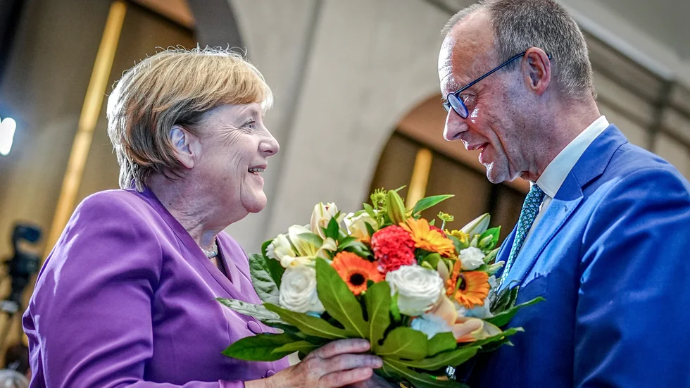 Angela Merkel och CDU:s nuvarande partiledare Friedrich Merz.