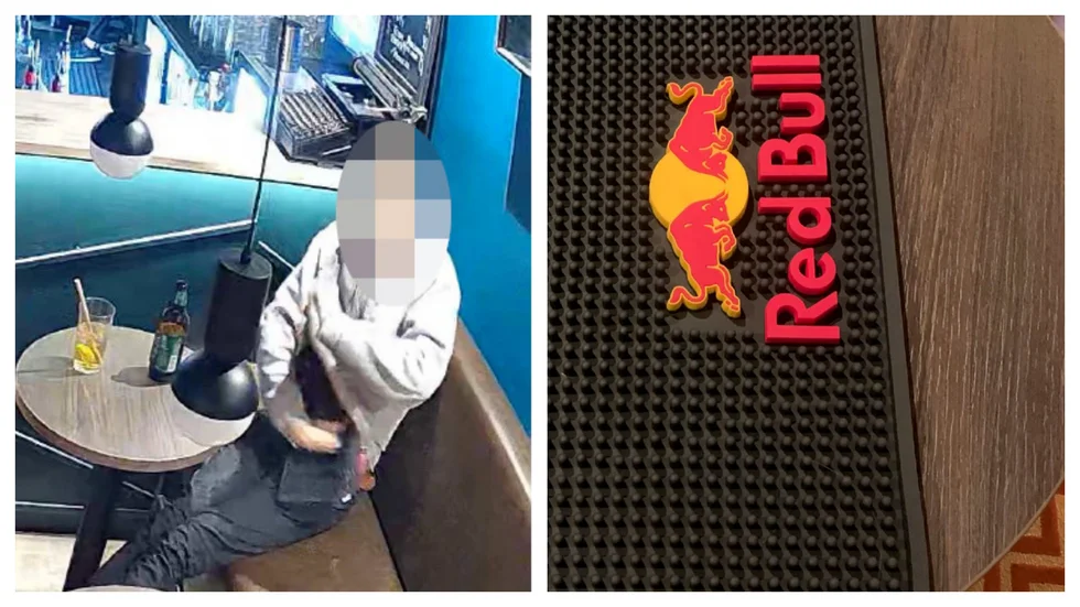 Den 21-årige mannen filmades av en övervakningskamera när han stal en ölmatta på en nattklubb i centrala Linköping. (Bilden är hämtad ur förundersökningen.) 