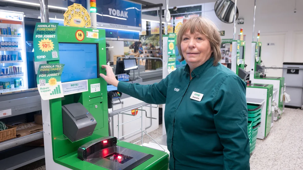 Jeanette Karlsson, stormarknadschef Stora Coop Boden, har sett en ökning av stölderna sedan självbetjäningskassorna infördes.