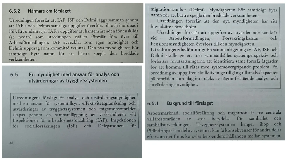 Bilder, från vad som tros vara den statliga utredningen, om små myndigheters framtid, skickades anonymt till IAF.
