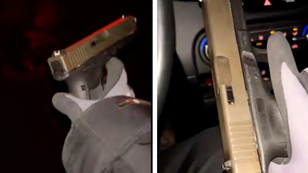 I 27-åringens mobiltelefon hittade polisen filmer som ska visa hur han poserade med den pistol som senare användes för att skjuta 31-åringen i Linköping. (Bilderna är hämtad ur förundersökningen.)